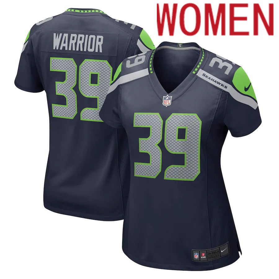 Women Seattle Seahawks #39 Nigel Warrior Nike College Navy Game NFL Jersey
